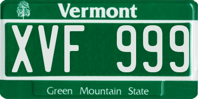 VT license plate XVF999