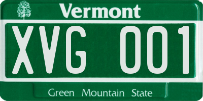 VT license plate XVG001