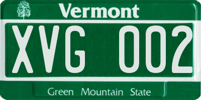 VT license plate XVG002