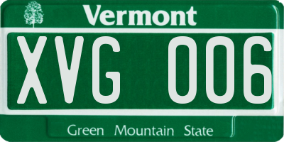 VT license plate XVG006