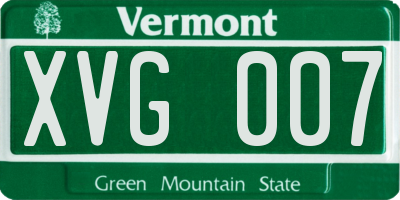 VT license plate XVG007