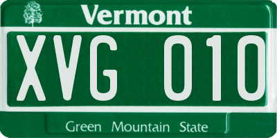 VT license plate XVG010