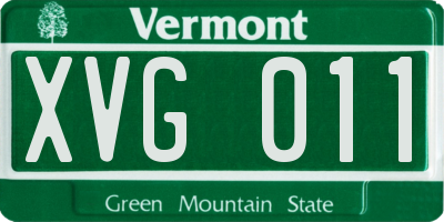 VT license plate XVG011