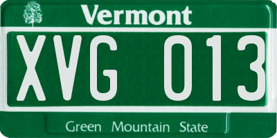VT license plate XVG013
