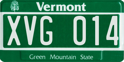 VT license plate XVG014