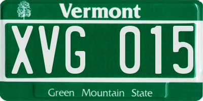 VT license plate XVG015