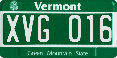 VT license plate XVG016