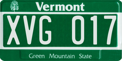 VT license plate XVG017