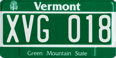 VT license plate XVG018