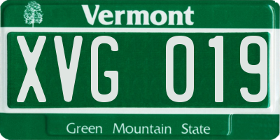VT license plate XVG019