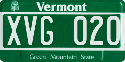 VT license plate XVG020