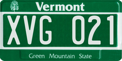 VT license plate XVG021