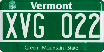 VT license plate XVG022