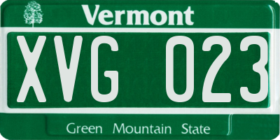 VT license plate XVG023