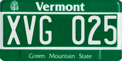 VT license plate XVG025