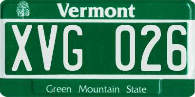 VT license plate XVG026