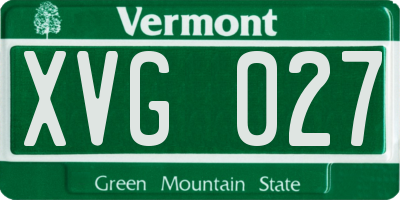 VT license plate XVG027