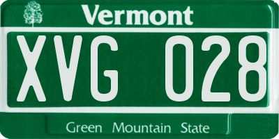 VT license plate XVG028