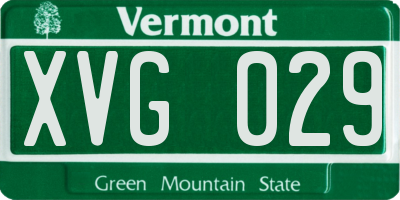 VT license plate XVG029