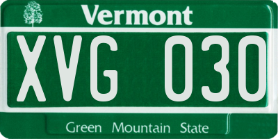 VT license plate XVG030