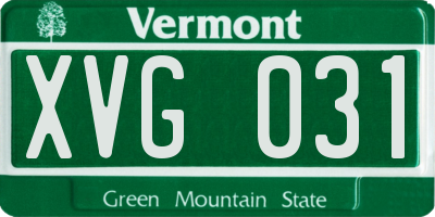 VT license plate XVG031
