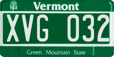 VT license plate XVG032