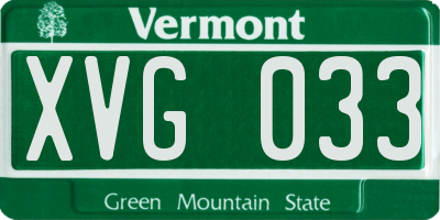 VT license plate XVG033