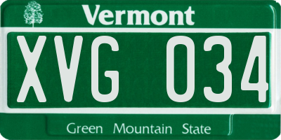 VT license plate XVG034