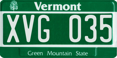 VT license plate XVG035