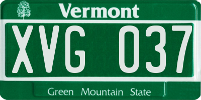VT license plate XVG037