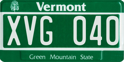 VT license plate XVG040