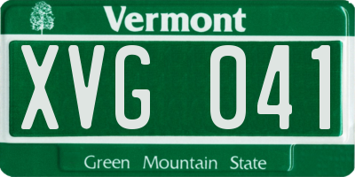 VT license plate XVG041