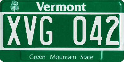 VT license plate XVG042