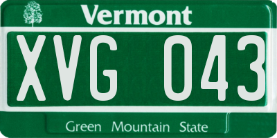 VT license plate XVG043