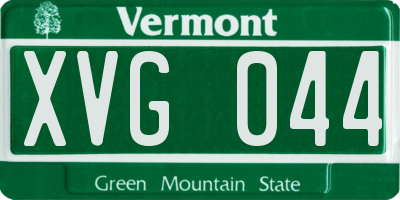 VT license plate XVG044