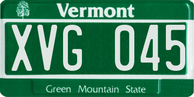 VT license plate XVG045