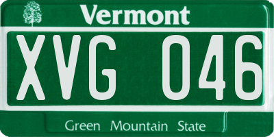 VT license plate XVG046