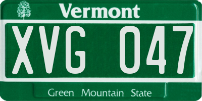 VT license plate XVG047