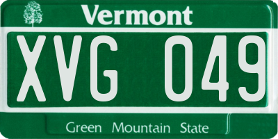 VT license plate XVG049