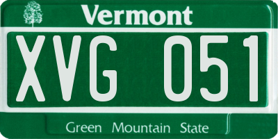 VT license plate XVG051