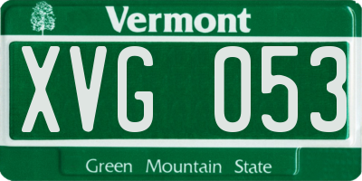 VT license plate XVG053