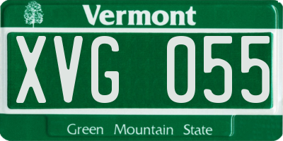 VT license plate XVG055