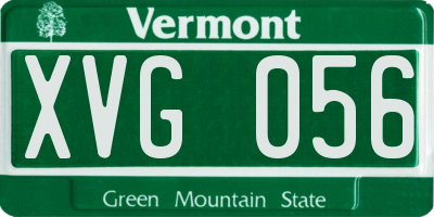 VT license plate XVG056