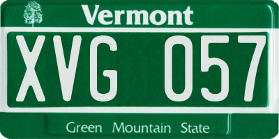VT license plate XVG057