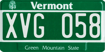 VT license plate XVG058