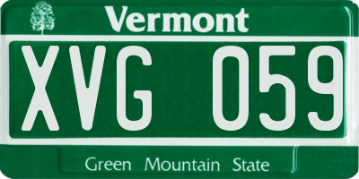 VT license plate XVG059