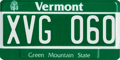 VT license plate XVG060