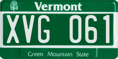 VT license plate XVG061