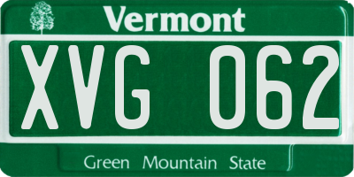 VT license plate XVG062