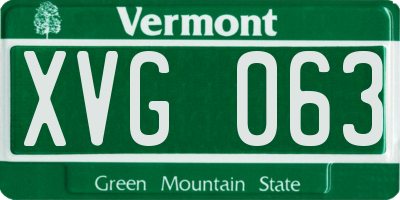 VT license plate XVG063